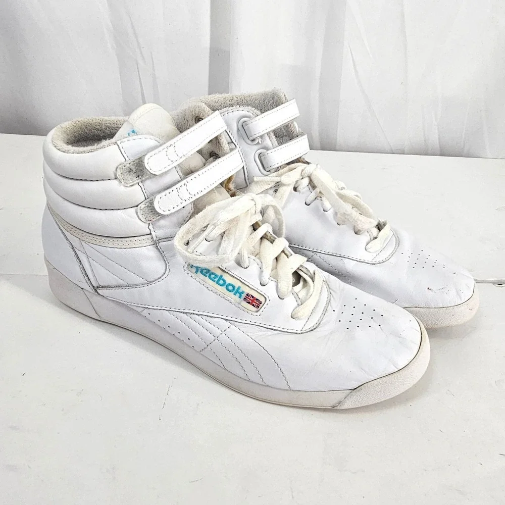 Reebok Freestyle Hi top White Leather High Top Sneakers 2240 Womens 8.5 classics - Picture 9 of 12